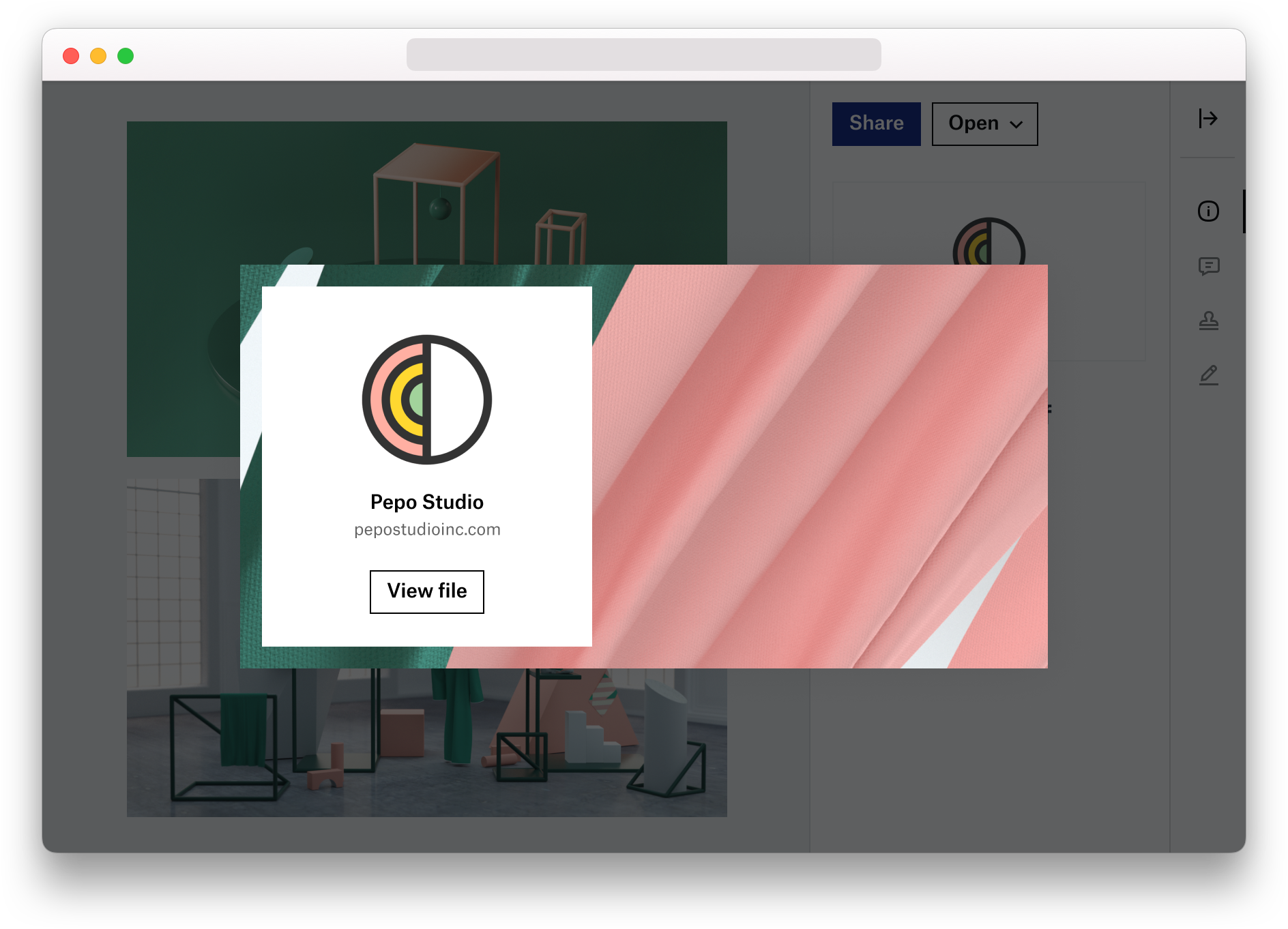 Screenshot of the branded sharing feature in Dropbox