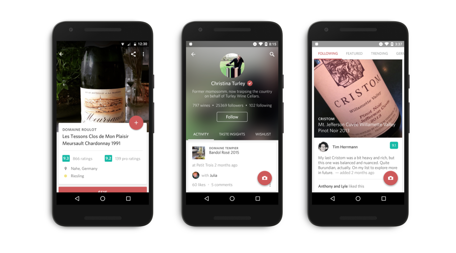 Showcase of Delectable on Android's user interface